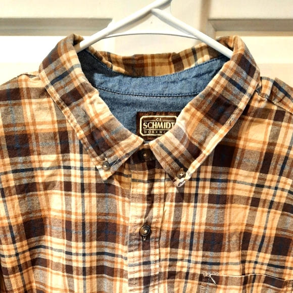 Schmidt Workwear Shirt Mens XL Brown Plaid Button Down Cotton Outdoor Streetwear - Picture 7 of 10